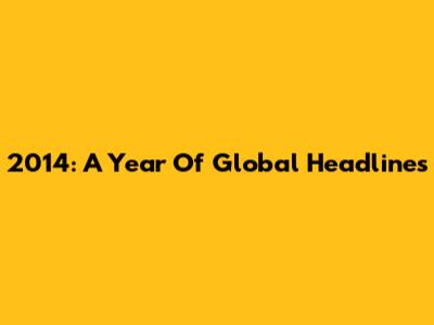 2014: A Year Of Global Headlines