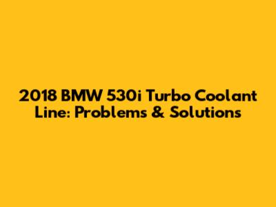 2018 BMW 530i Turbo Coolant Line: Problems & Solutions