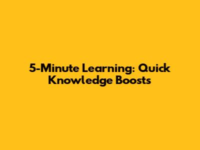 5-Minute Learning: Quick Knowledge Boosts