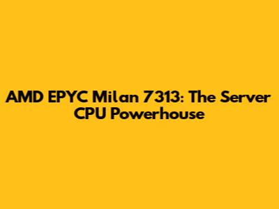 AMD EPYC Milan 7313: The Server CPU Powerhouse