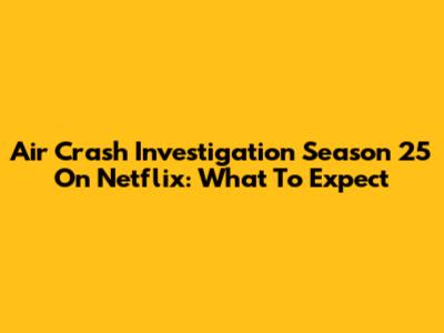 Air Crash Investigation Season 25 On Netflix: What To Expect
