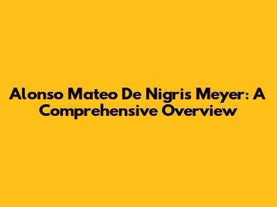 Alonso Mateo De Nigris Meyer: A Comprehensive Overview