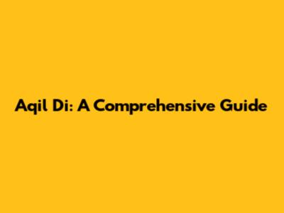 Aqil Di: A Comprehensive Guide