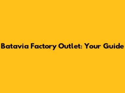 Batavia Factory Outlet: Your Guide