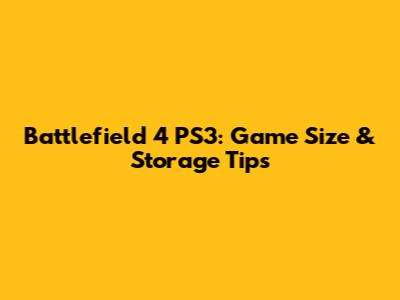 Battlefield 4 PS3: Game Size & Storage Tips