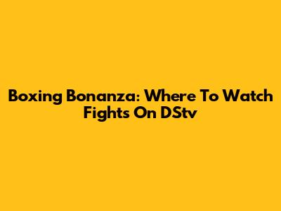 Boxing Bonanza: Where To Watch Fights On DStv