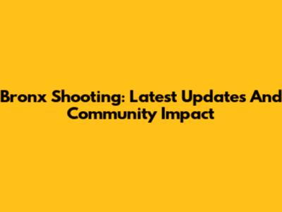 Bronx Shooting: Latest Updates And Community Impact
