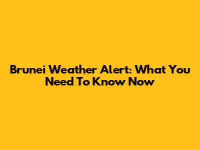 Brunei Weather Alert: What You Need To Know Now