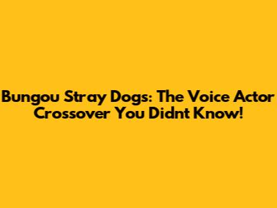 Bungou Stray Dogs: The Voice Actor Crossover You Didn't Know!