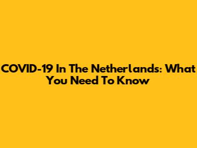 COVID-19 In The Netherlands: What You Need To Know