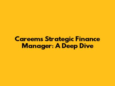 Careem's Strategic Finance Manager: A Deep Dive