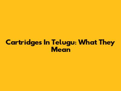 Cartridges In Telugu: What They Mean