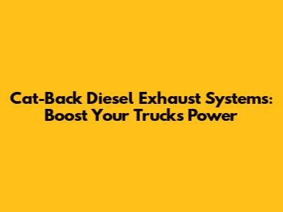 Cat-Back Diesel Exhaust Systems: Boost Your Truck's Power