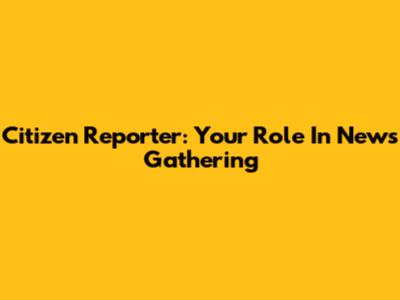 Citizen Reporter: Your Role In News Gathering