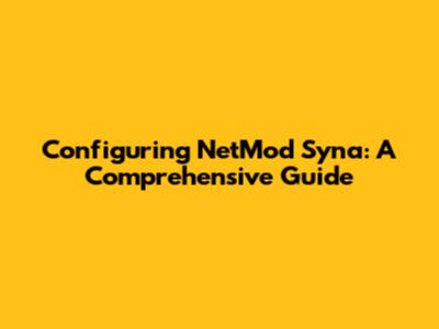Configuring NetMod Syna: A Comprehensive Guide
