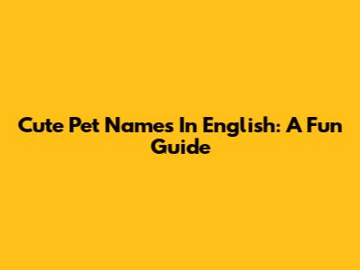 Cute Pet Names In English: A Fun Guide