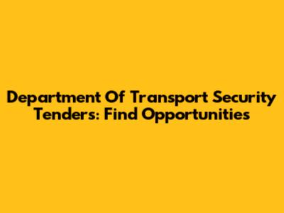Department Of Transport Security Tenders: Find Opportunities