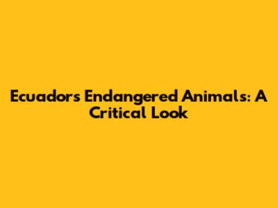 Ecuador's Endangered Animals: A Critical Look