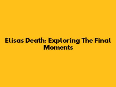 Elisa's Death: Exploring The Final Moments