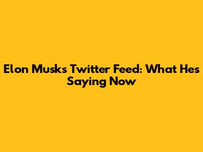 Elon Musk's Twitter Feed: What He's Saying Now