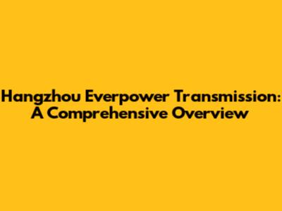 Hangzhou Everpower Transmission: A Comprehensive Overview
