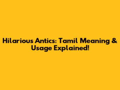 Hilarious Antics: Tamil Meaning & Usage Explained!