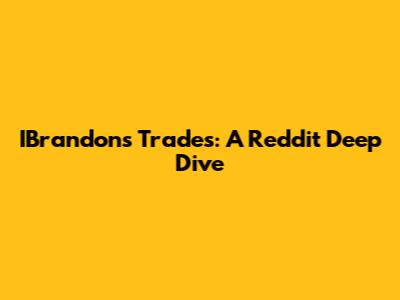 IBrandon's Trades: A Reddit Deep Dive