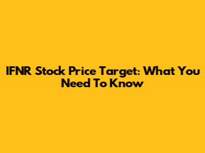 IFNR Stock Price Target: What You Need To Know