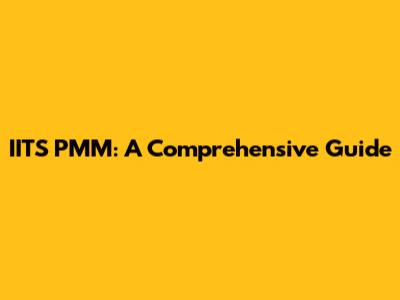 IITS PMM: A Comprehensive Guide