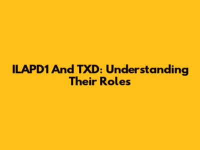ILAPD1 And TXD: Understanding Their Roles