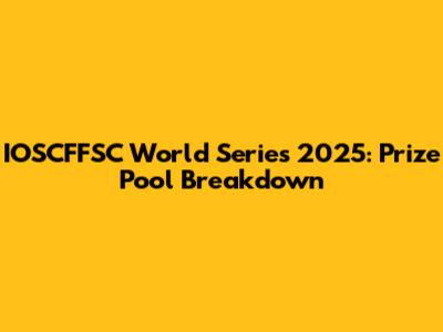 IOSCFFSC World Series 2025: Prize Pool Breakdown