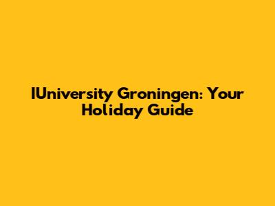 IUniversity Groningen: Your Holiday Guide