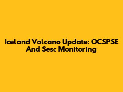 Iceland Volcano Update: OCSPSE And Sesc Monitoring