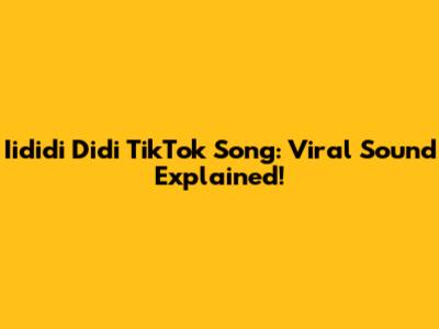 Iididi Didi TikTok Song: Viral Sound Explained!