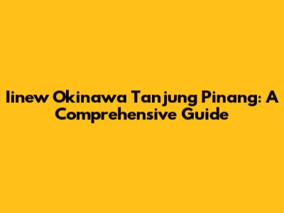 Iinew Okinawa Tanjung Pinang: A Comprehensive Guide