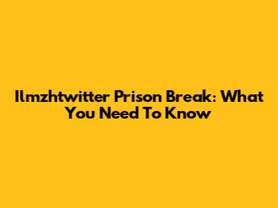 Ilmzhtwitter Prison Break: What You Need To Know
