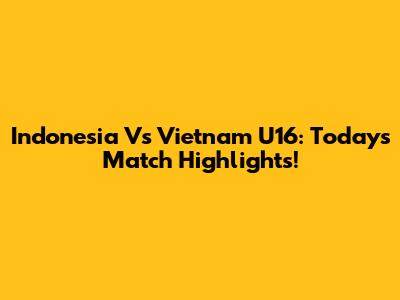 Indonesia Vs Vietnam U16: Today's Match Highlights!