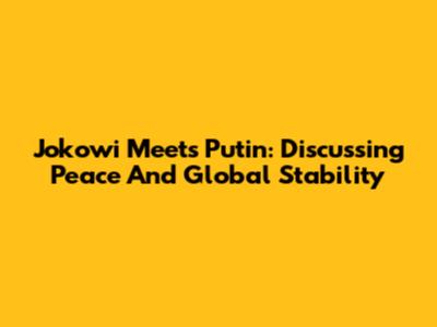 Jokowi Meets Putin: Discussing Peace And Global Stability