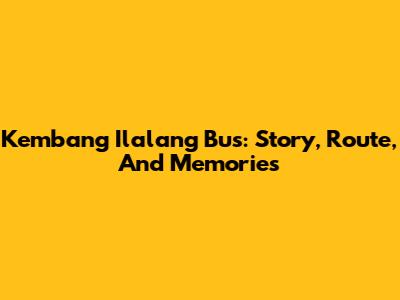 Kembang Ilalang Bus: Story, Route, And Memories