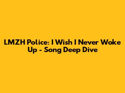LMZH Police: 'I Wish I Never Woke Up' - Song Deep Dive