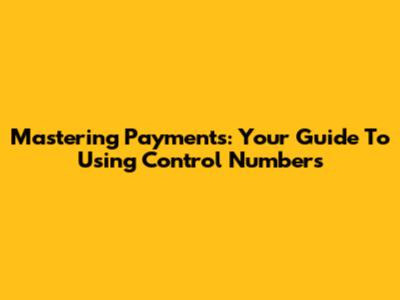 Mastering Payments: Your Guide To Using Control Numbers