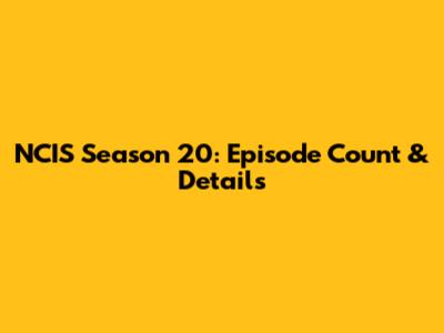 NCIS Season 20: Episode Count & Details