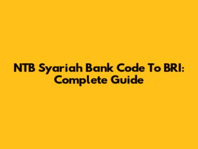 NTB Syariah Bank Code To BRI: Complete Guide