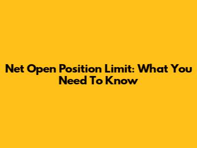 Net Open Position Limit: What You Need To Know