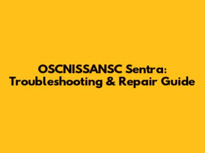 OSCNISSANSC Sentra: Troubleshooting & Repair Guide