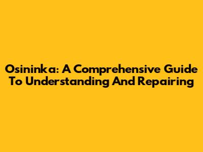 Osininka: A Comprehensive Guide To Understanding And Repairing