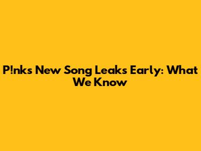 P!nk's New Song Leaks Early: What We Know