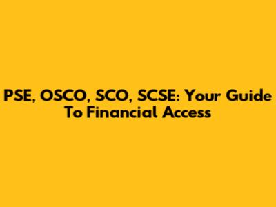 PSE, OSCO, SCO, SCSE: Your Guide To Financial Access