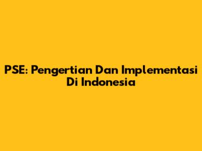 PSE: Pengertian Dan Implementasi Di Indonesia