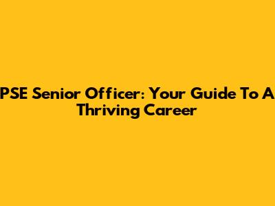 PSE Senior Officer: Your Guide To A Thriving Career